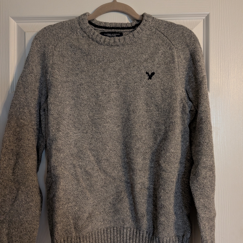 American Eagle Outfitters Gray Heather Crewneck Sweater - Men's